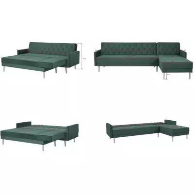 Canapé d'angle réversible 3 places ISTANA -Velours Vert- - Design Responsable