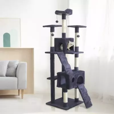 Arbre à chat gris foncé 50 x 50 x 170 cm - 5 plateformes, 2 escaliers Arbre à chat gris foncé 50 x 50 x 170 cm - 5 plateformes, 2 escaliers