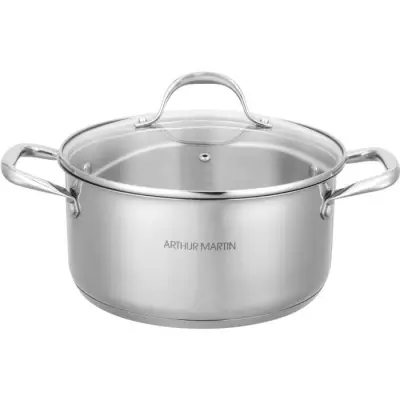 Marmite Arthur Martin 28 cm avec couvercle en Acier Inoxydable - Tous feux dont induction