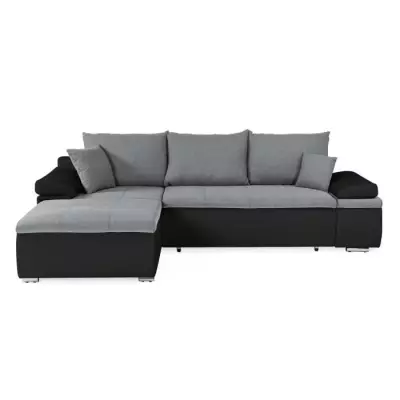 Canapé d'angle réversible convertible 3 places - Noir et gris - CELINA