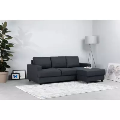 Canapé d'angle droit 4 places Paul - Tissu gris anthracite - Compact et confortable