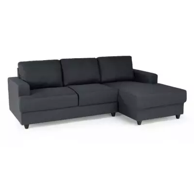 Canapé d'angle droit 4 places Paul - Tissu gris anthracite - Compact et confortable