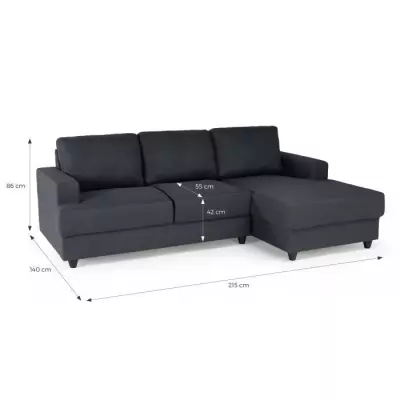 Canapé d'angle droit 4 places Paul - Tissu gris anthracite - Compact et confortable
