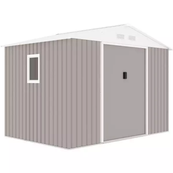 Abri de jardin en métal 5,29 m² - 277 x 191 x 202 cm - VENUS Kit d'ancrage inclus, 2 portes coulissantes, 1 fenetre latérale