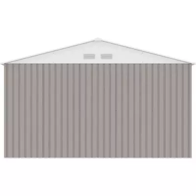 Abri de jardin métal 10,85m² - Taupe - Kit d'ancrage - 2 portes coulissantes