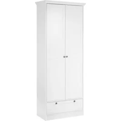 Armoire Landwood Blanc Mat - 2 Portes - 1 Tiroir - L80 x P39 x H200 cm