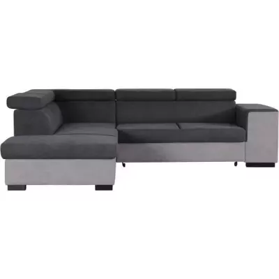Canapé d'angle convertible 5 places - Gris - L271 x P220 x H77 cm