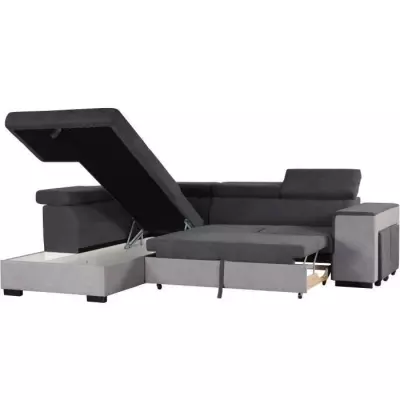 Canapé d'angle convertible 5 places - Gris - L271 x P220 x H77 cm