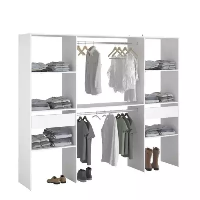 Kit dressing ARTIC - Décor Blanc - 2 colonnes + 2 penderies + 2 tiroirs