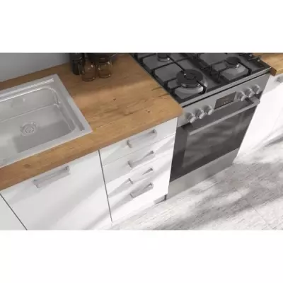 ATLAS Cuisine complète 8 éléments - Décor blanc - L300 x H52 x H82 cm