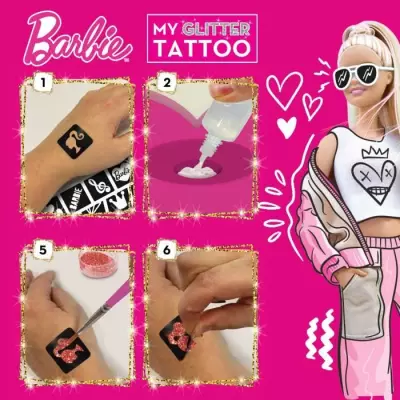 Tatouages Barbie pailletés - Fun et sécurisés