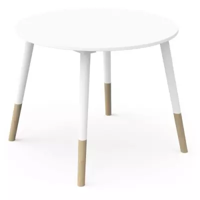 Ensemble table + chaises FIMIANA - Style scandinave - Blanc mat / Chene kronberg