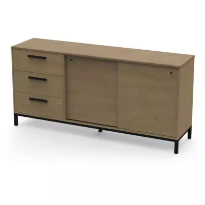Enfilade 2 portes coulissantes CRAFT Chene Hamilton / Noir - 181 x 44,9 x 86 cm Enfilade 2 portes coulissantes CRAFT Chene Hamilton / Noir - 181 x 44,9 x 86 cm