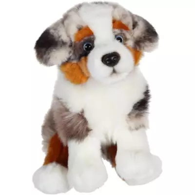 Peluche Chien Berger Australien Assis - 25 cm - Blanc/Marron/Gris/Noir Peluche Chien Berger Australien Assis - 25 cm - Blanc/Marron/Gris/Noir