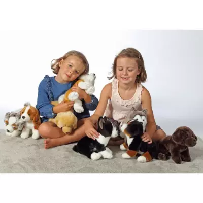 Peluche Chien Berger Australien Assis - 25 cm - Blanc/Marron/Gris/Noir Peluche Chien Berger Australien Assis - 25 cm - Blanc/Marron/Gris/Noir