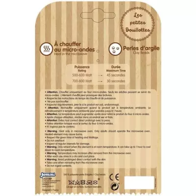 Peluche bouillotte INDIAN PANDA - JEMINI - H 21 cm - Blanc et noir - Bébé - Idéal pour réconforter votre bébé