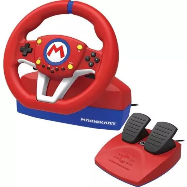 Hori - Volant de course Wheel Pro Mini Mario Kart avec pédales pour Nintendo Switch - Rouge et bleu