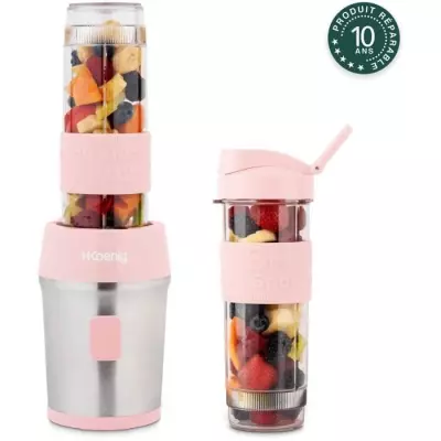 Mini blender rose pastel - 300 W - 570 mL - 2 gourdes incluses