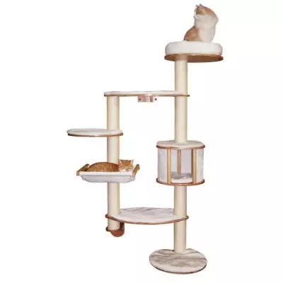 Arbre à chats mural Dolomit XL185 cm Blanc - KERBL - Tronc ø 10cm