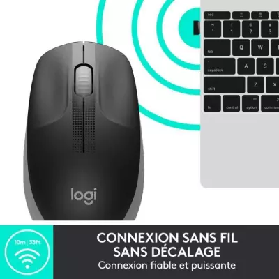 Souris sans fil ergonomique Logitech M190 Gris - Compacte et confortable