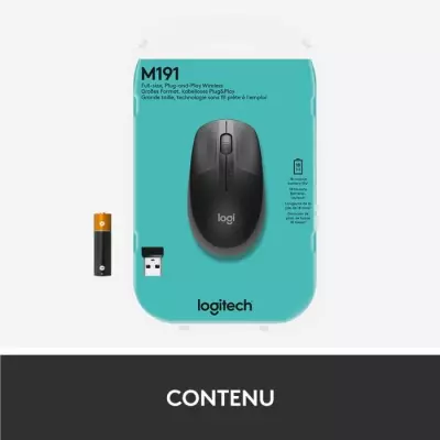 Souris sans fil ergonomique Logitech M190 Gris - Compacte et confortable