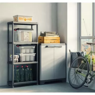 Etagère modulable KETER 60x30x135 cm noir - Résistante à l'humidité