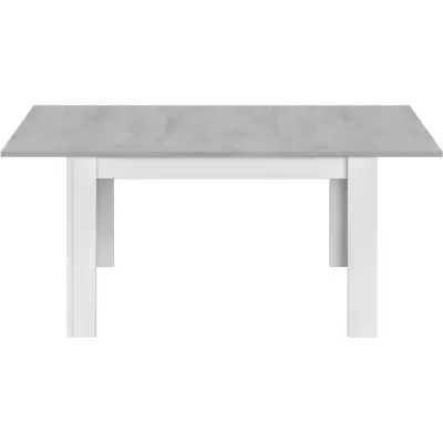 Table à manger extensible KENDRA - Blanche artik et ciment - 4 à 6 personnes