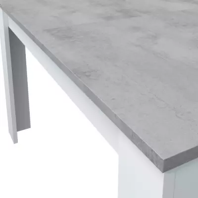 Table à manger extensible KENDRA - Blanche artik et ciment - 4 à 6 personnes