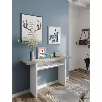 Table d'appoint extensible TAVOLO gris béton - L 120 cm