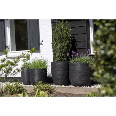 Jardinière Nature Rib Noir 35 x 34 cm - Élégance pour vos plantes