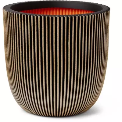 Cache-pot élégant CAPI Jardiniere Groove 43x41 cm noir et doré