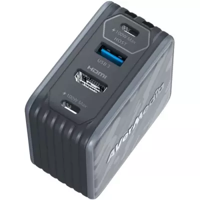Chargeur GaN Avermedia 100W avec Sortie HDMI 4K - GC313 Noir