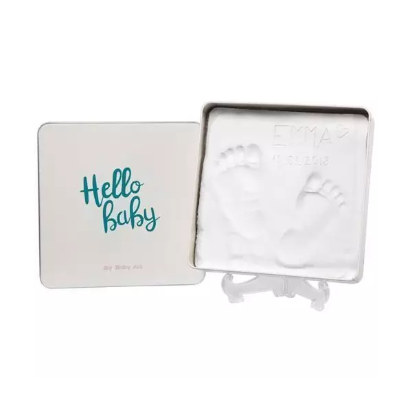 Baby Art Magic Box Square - Kit Empreintes Mains et Pieds Bébé dans Boîte Métal, Cadeau Naissance ou Bapteme, Essentiel