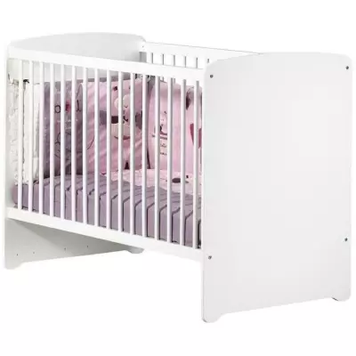 Chambre bébé duo Basic boule: Lit 120x60, commode à langer - Blanc