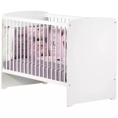 Chambre bébé duo Basic coeur: lit 120x60, commode à langer - Blanc