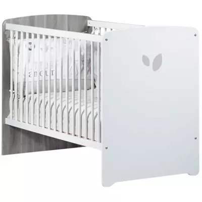 Ensemble chambre bébé duo Leaf: lit 120x60, commode à langer - Blanc