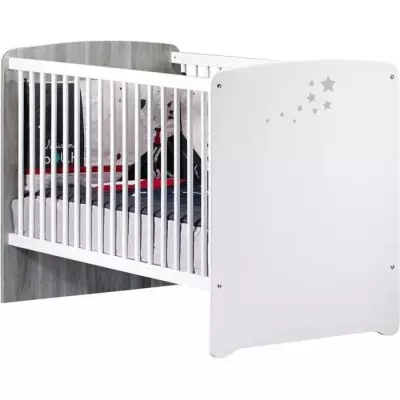 Chambre bébé duo Nao : lit 120x60, commode à langer - Blanc Chambre bébé duo Nao : lit 120x60, commode à langer - Blanc