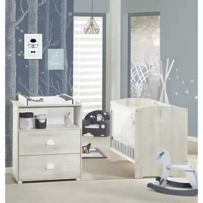 Lit bébé à barreaux Babyprice Smile - Hêtre (120 x 60 cm)
