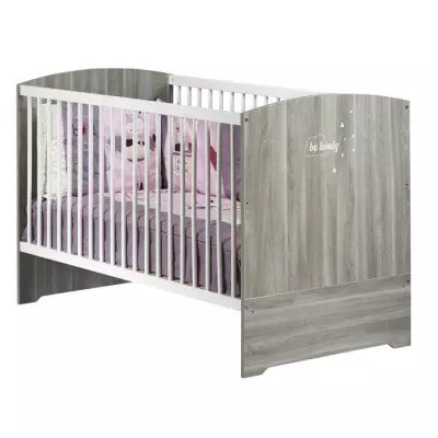 Lit bébé évolutif 140x70cm - Babyprice Smile - Chene silex - Blanc