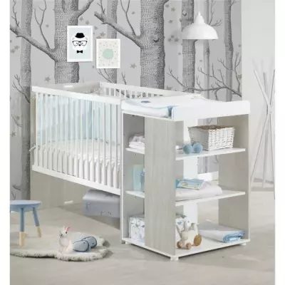 Lit bébé Combiné Evolutif BABYPRICE SITTA - Transformable 60x120 à 90x190 cm