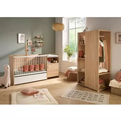 Lit bébé combiné évolutif 90x190 Babyprice Up - Décor bois
