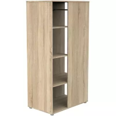 Armoire Enfant Chêne Doré Avec Étagères et Penderie - Babyprice Up