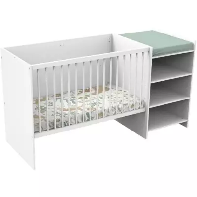 Lit bébé combiné évolutif en bois blanc - Babyprice First