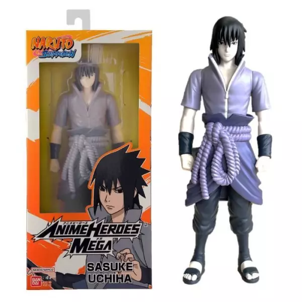 Grande Figurine articulée - BANDAI - Anime Heroes - Naruto Shippuden - Figurine Anime Heroes Mega 30 cm - Sasuke Uchiwa