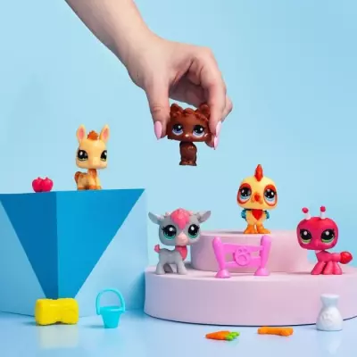 Ensemble de collection Littlest Pet Shop Ferme - 5 animaux et accessoires
