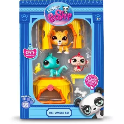 Figurines Littlest Pet Shop - Pack Tiki Jungle - 3 animaux avec accessoires
