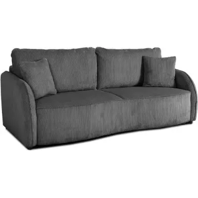 Canapé convertible 3 places BARI - Velours anthracite - Coffre de rangement