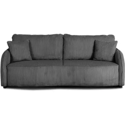 Canapé convertible 3 places BARI - Velours anthracite - Coffre de rangement Canapé convertible 3 places BARI - Velours anthracite - Coffre de rangement