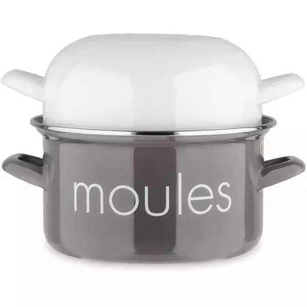 Marmite a moule BAUMALU 22 cm - Décor moules - Couvercle blanc - Gris