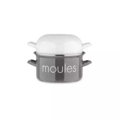 Marmite à moule BAUMALU 22 cm - Décor moules - Couvercle blanc - Gris